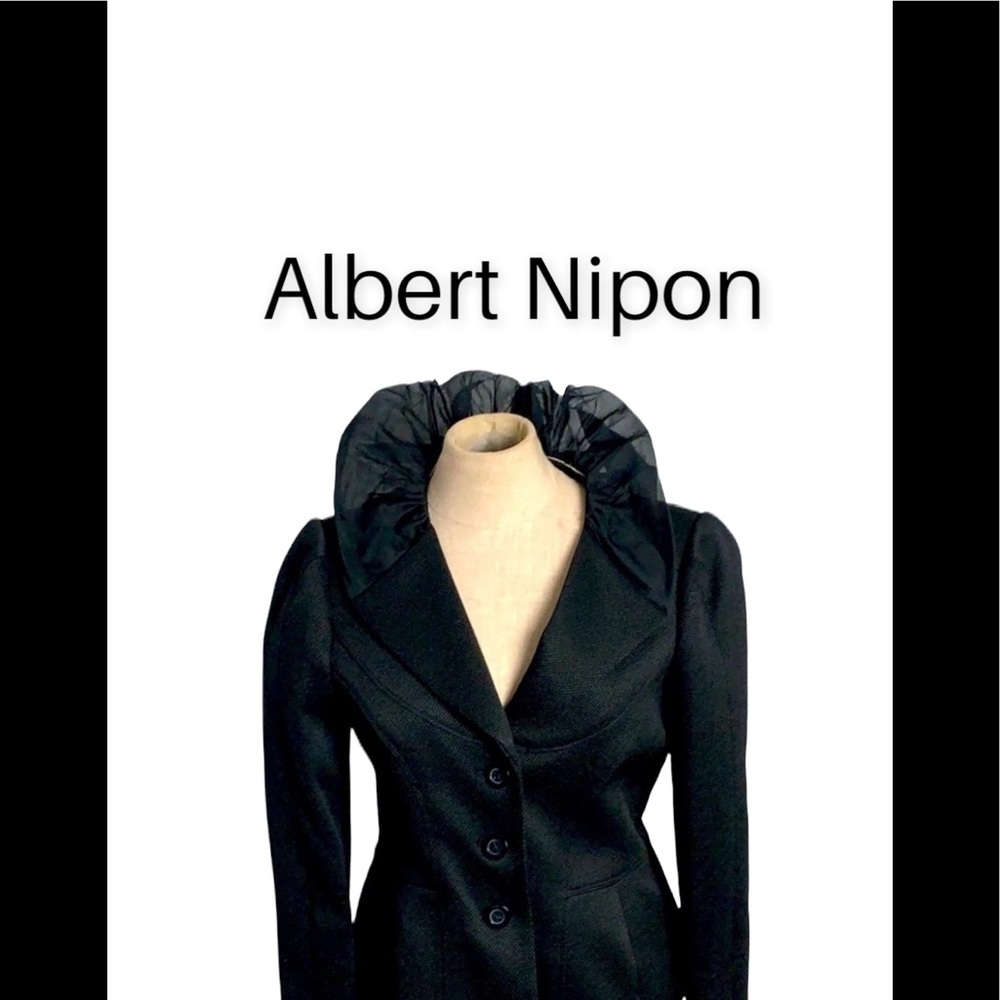 Albert Nikon black Organza Jacket & skirt suit size 8